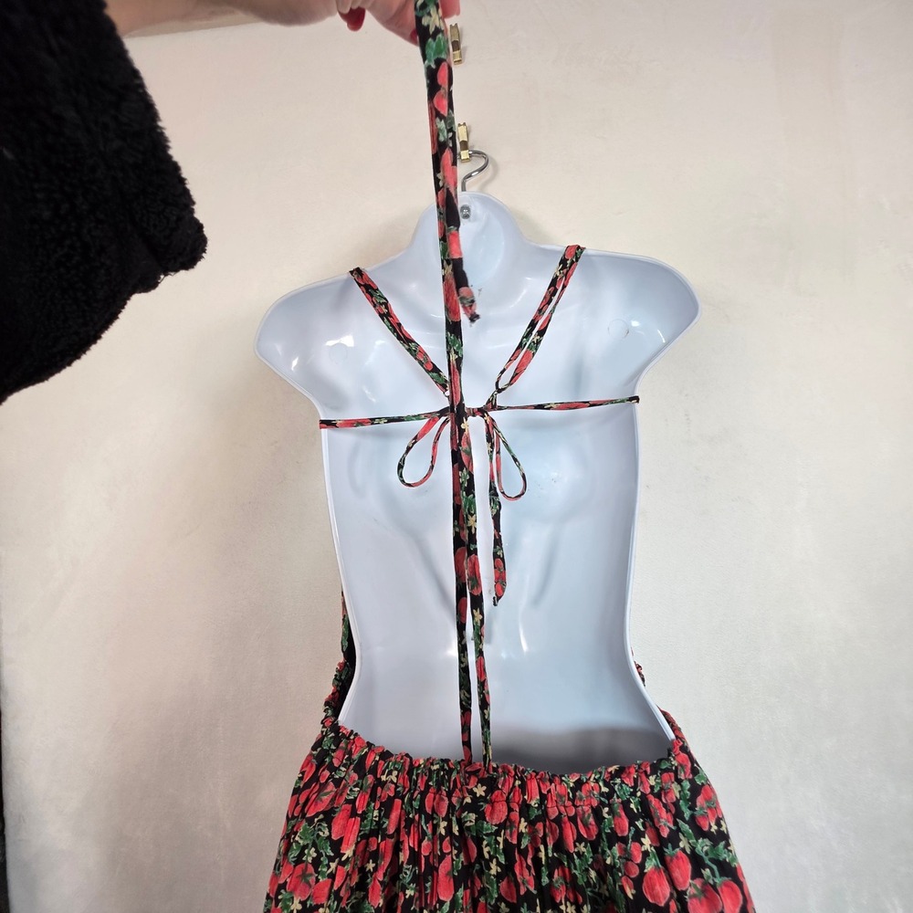 Free People Taking Sides Mini Dress Women's L Tomato Print Boho Coquette Novelty - Picture 15 of 16